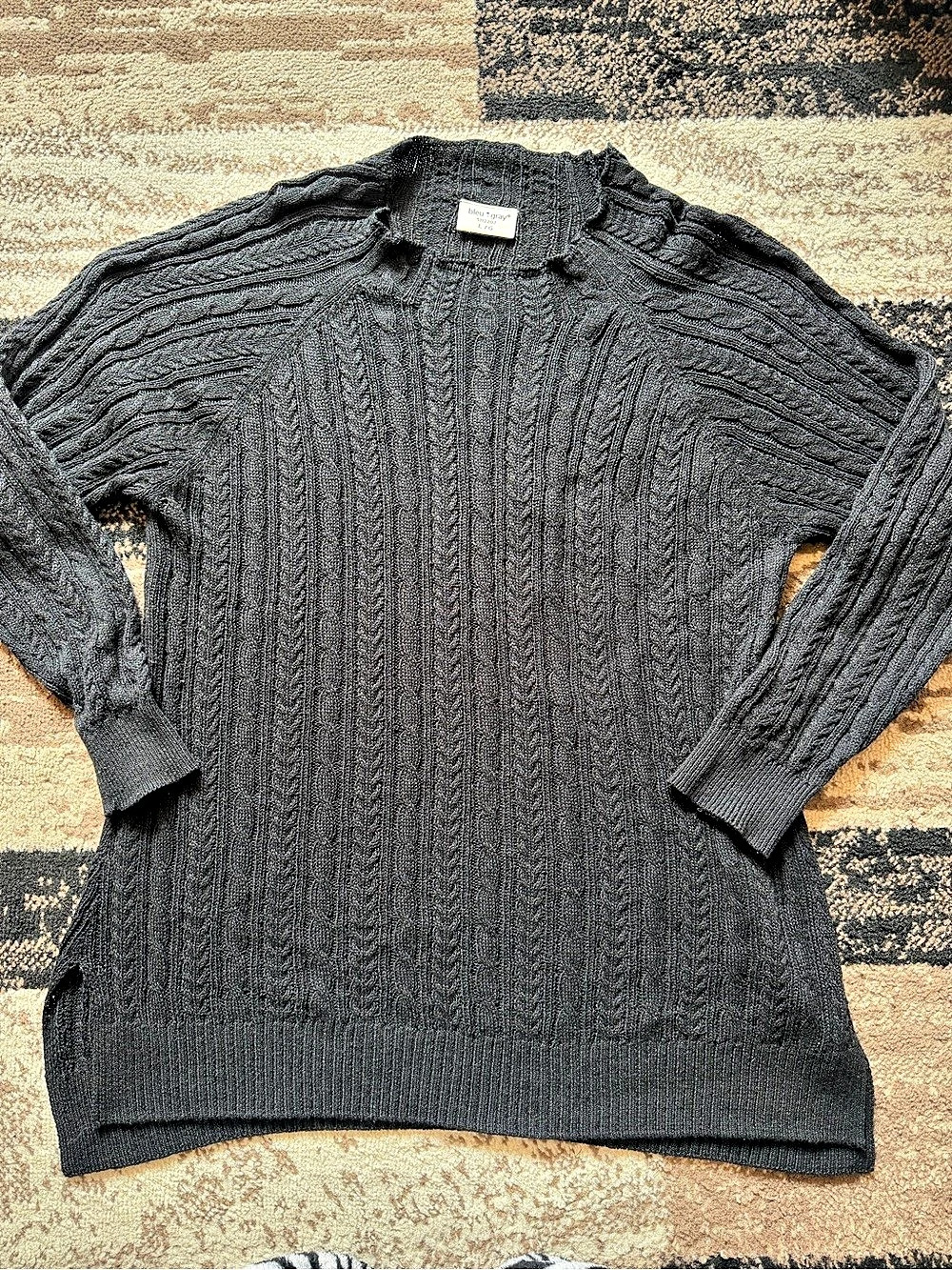 bleu & gray Cable Knit Sweater Black
